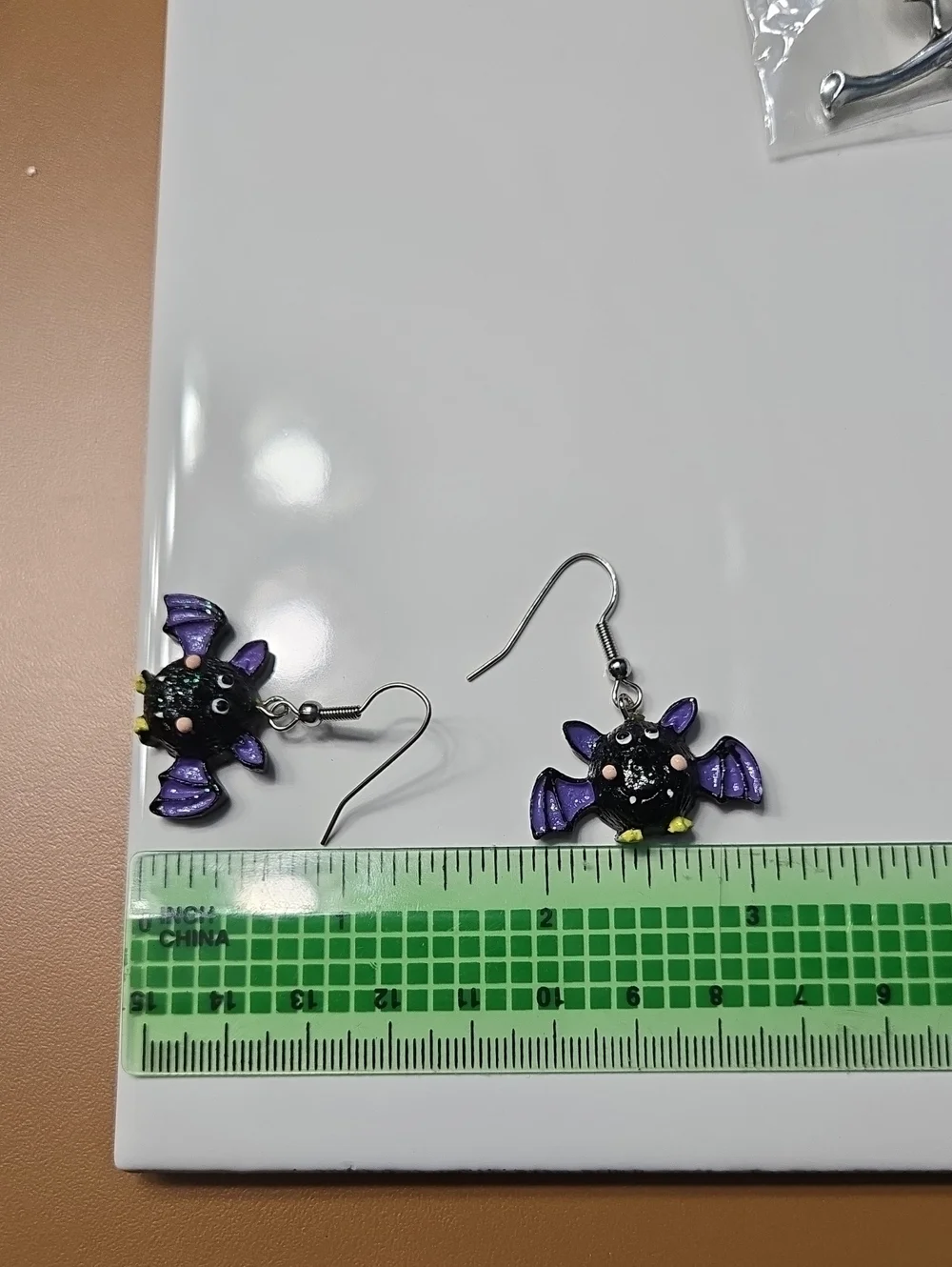 Whimsical Black & Purple Bat Dangle Earrings